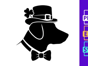 Stylish Dog Silhouette with Festive Hat preview picture