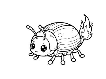 Cute cartoon bug with flame tail vector illustration preview picture