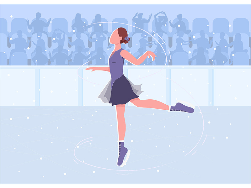 Ice skating flat color vector illustration