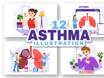 12 Asthma Disease Vector Illustration preview picture