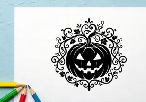 Halloween Pumpkin Jack-o'-Lantern with Spooky Face for Fall Decor
