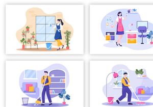 20 Cleaning Service Flat Design Illustration