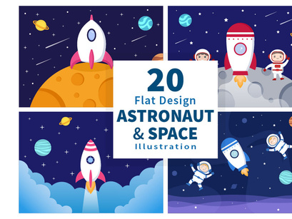 20 Cute Astronaut In Space Background Illustration