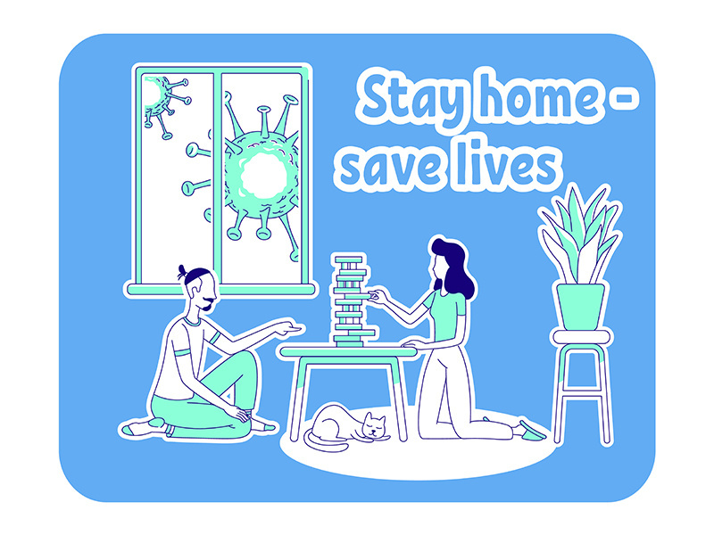 Stay home save lives thin line concept vector illustration