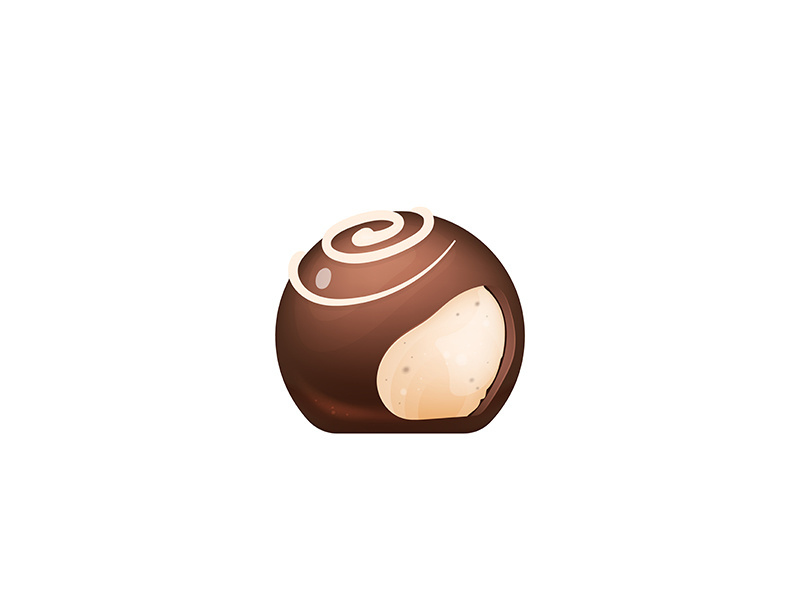 Cut chocolate candy, sugar confectionery realistic vector illustration