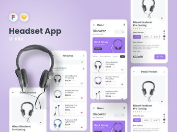 Headset App Ui Kits Template preview picture