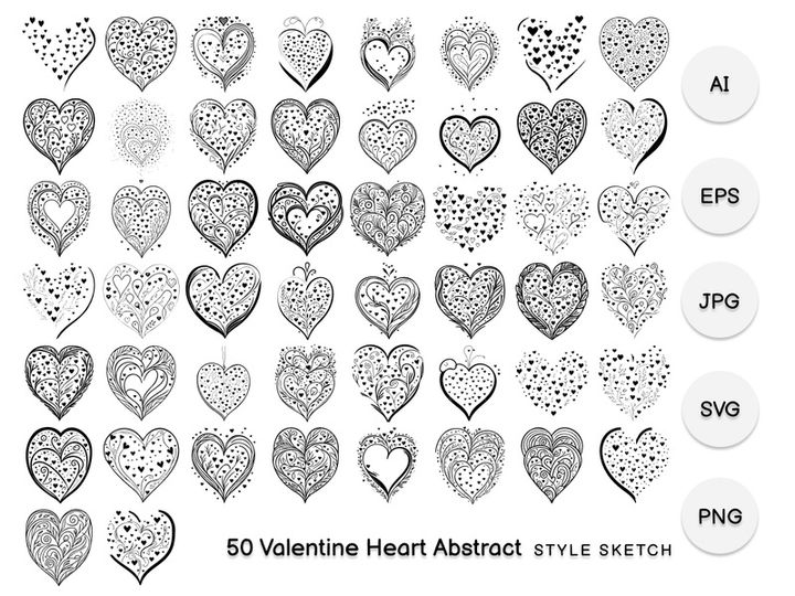 Valentine Heart Abstract Element Black