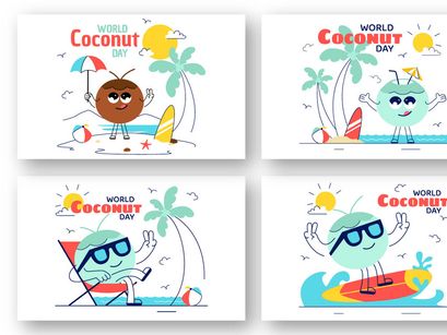10 World Coconut Day Illustration