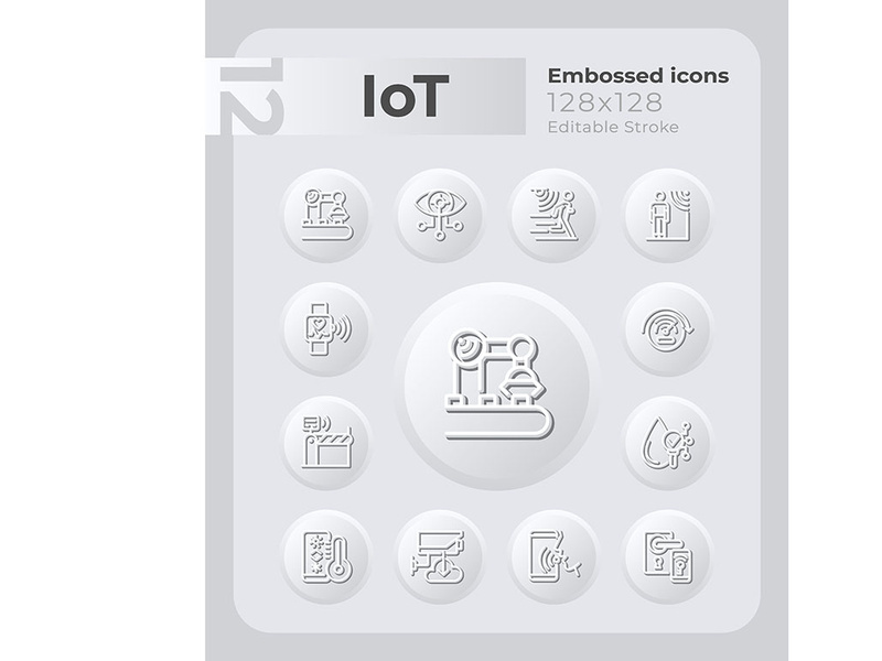 Internet of things embossed icons set