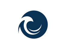 Blue water wave logo, vector icon illustration