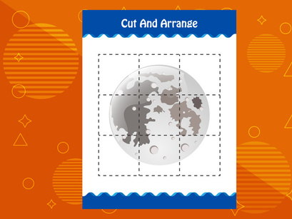 10 Pages Cut and arrange with a planet worksheet for kids. Educational game for children