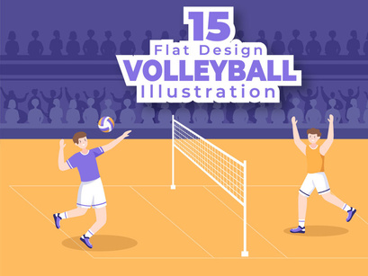 15 Volleyball Player Cartoon Illustration