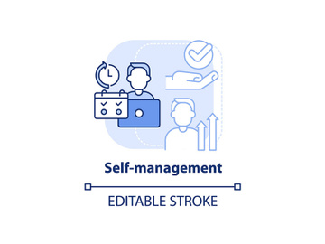 Self-management light blue concept icon preview picture