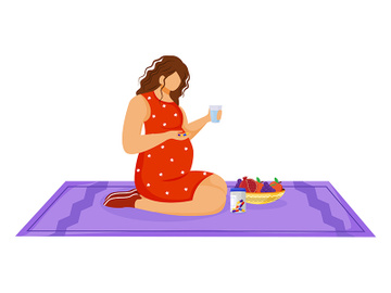 Pregnant woman taking medication flat vector illustration preview picture