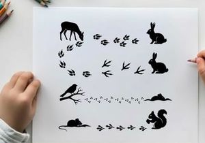 Forest creatures silhouette graphic featuring various animals