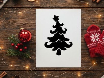 Silhouette of a Christmas Tree for Holiday Celebrations and Decorations