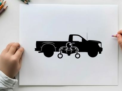 Silhouette of a pickup truck with a trailer hitch