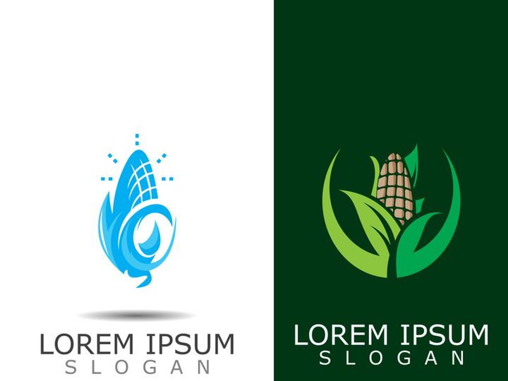 Corn simple logo design agriculture farming vector template