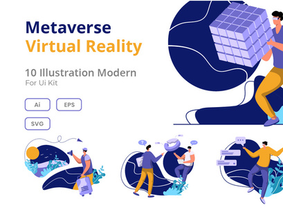 Flat Illustration Metaverse Virtual Reality