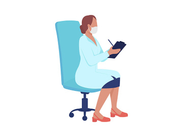 Medical professional in office chair semi flat color vector character preview picture