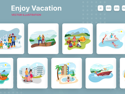 M171_ Enjoy Vacation Illustrations