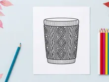 Christmas sweater pattern cup cozy, knitted texture sleeve for hot coffee or tea mug