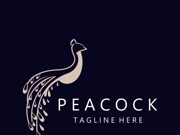 Peacock logo line art elegant concept icon design template flat vector illustration