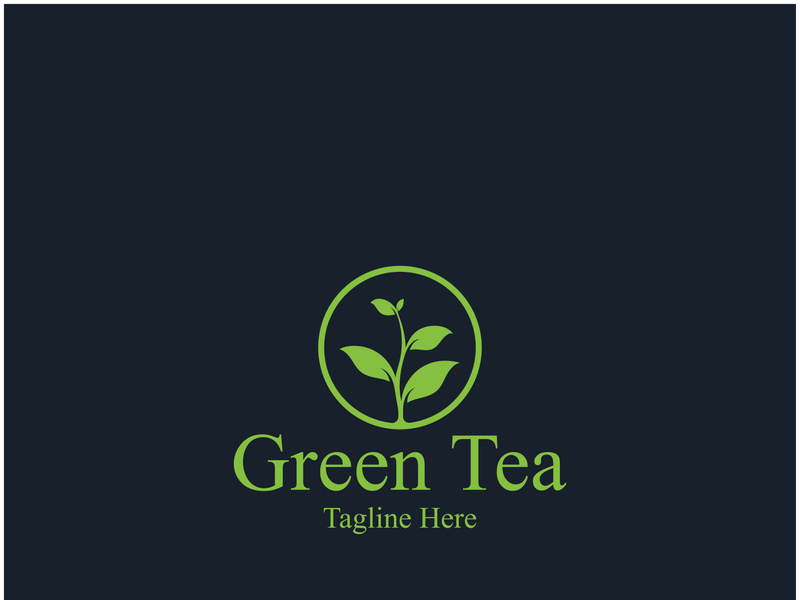 Tea cup logo vector design.Green tea vector logo template.