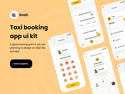 Snail Taxi booking app UI Kit