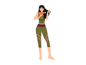Woman drying hair flat color vector faceless character preview picture