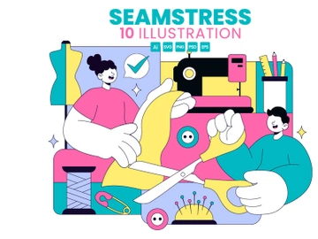 10 Seamstress Vector Illustration preview picture