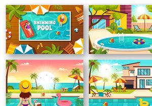 20 Swimming Pool Vector Illustration