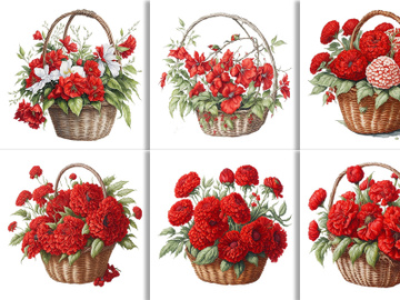 Watercolor Floral Flower Basket Design preview picture