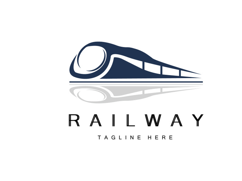 Train Logo Design. Fast Train Track Vector, Fast Transport Vehicle Illustration