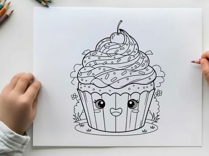 Cute cupcake character with swirl frosting vector illustration