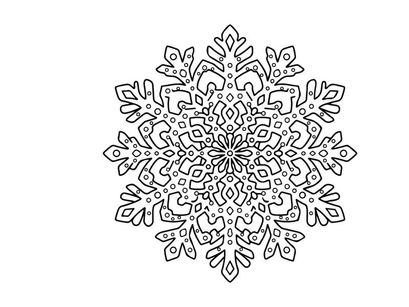 Intricate snowflake line art illustration for Christmas holiday design and winter decor.