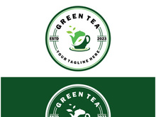 Tea cup logo vector design.Green tea vector logo template.