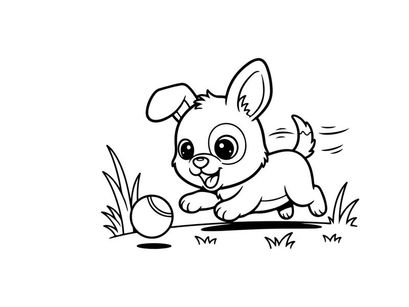 Cute rabbit running in grass vector illustration flat design