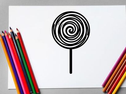 Espiral de paleta de caramelo blanco y negro en palito para dulces y confitería