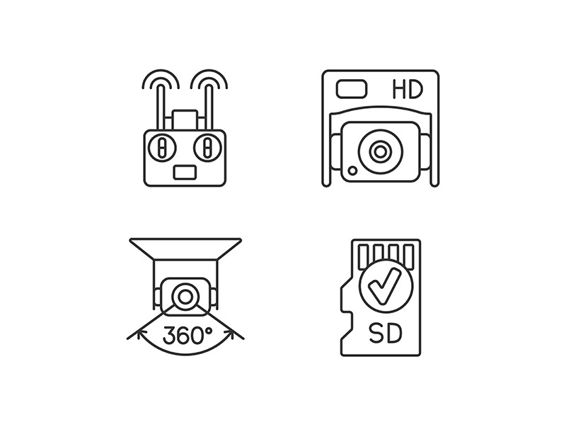 Effective drone use linear manual label icons set