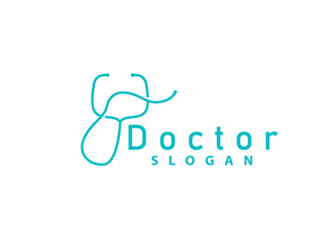 Stethoscope Logo, Simple Line Model Health Care Logo Design preview picture
