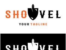 Shovel logo for agriculture, excavation,building, mining foundation. gardening vector set design with leaves