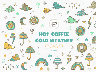 Hot Coffee Cold Weather Vector Illustrations