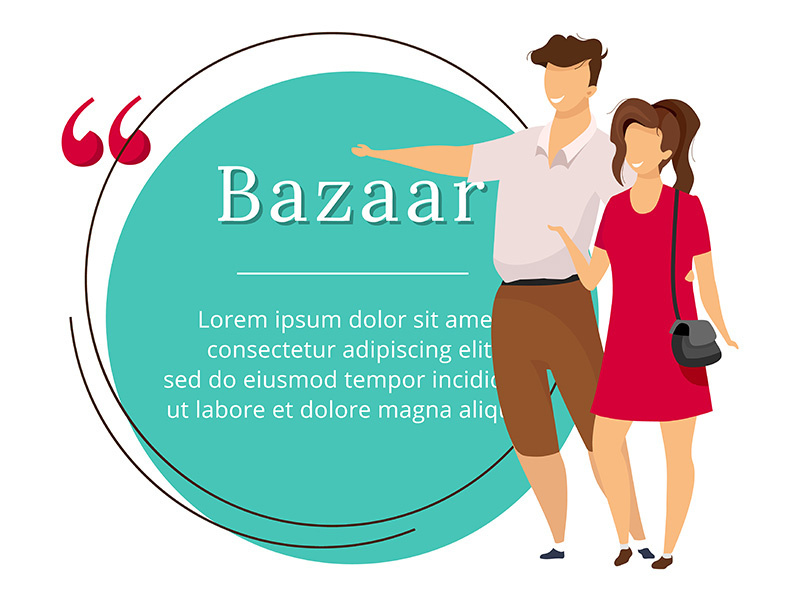 Bazaar buyers flat color vector character quote