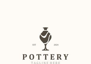 Pottery logo design handmade, creative traditional mug craft concept inspiration nature workshop