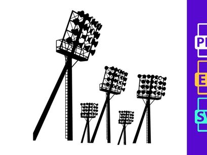 Floodlight towers with multiple lighting units installed
