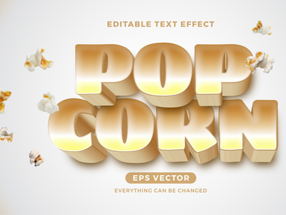 Pop Corn Editable Text effect Style in natural color for banner, signage, and graphic promo
