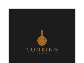 frying pan and spatula logo, kitchen cooking equipment, for business, company, restaurant preview picture
