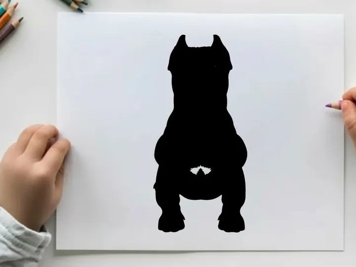 Silhouette of a muscular dog breed with erect ears and a strong jaw