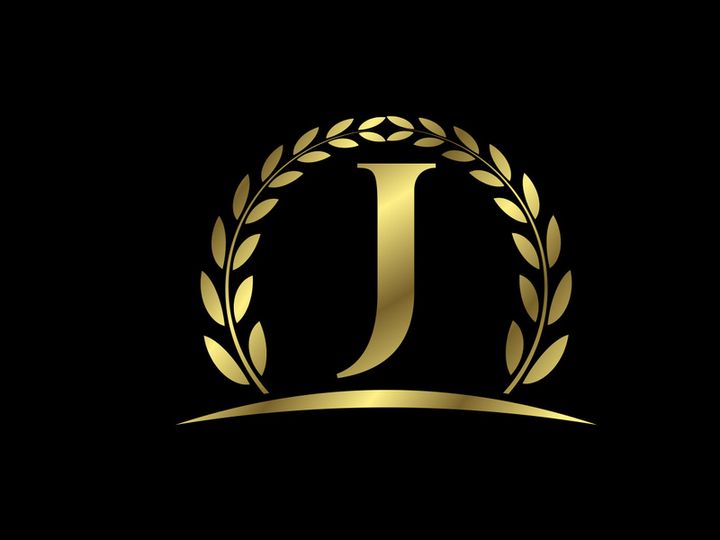 Golden letters with a golden laurel wreath. English alphabet, vector illustration